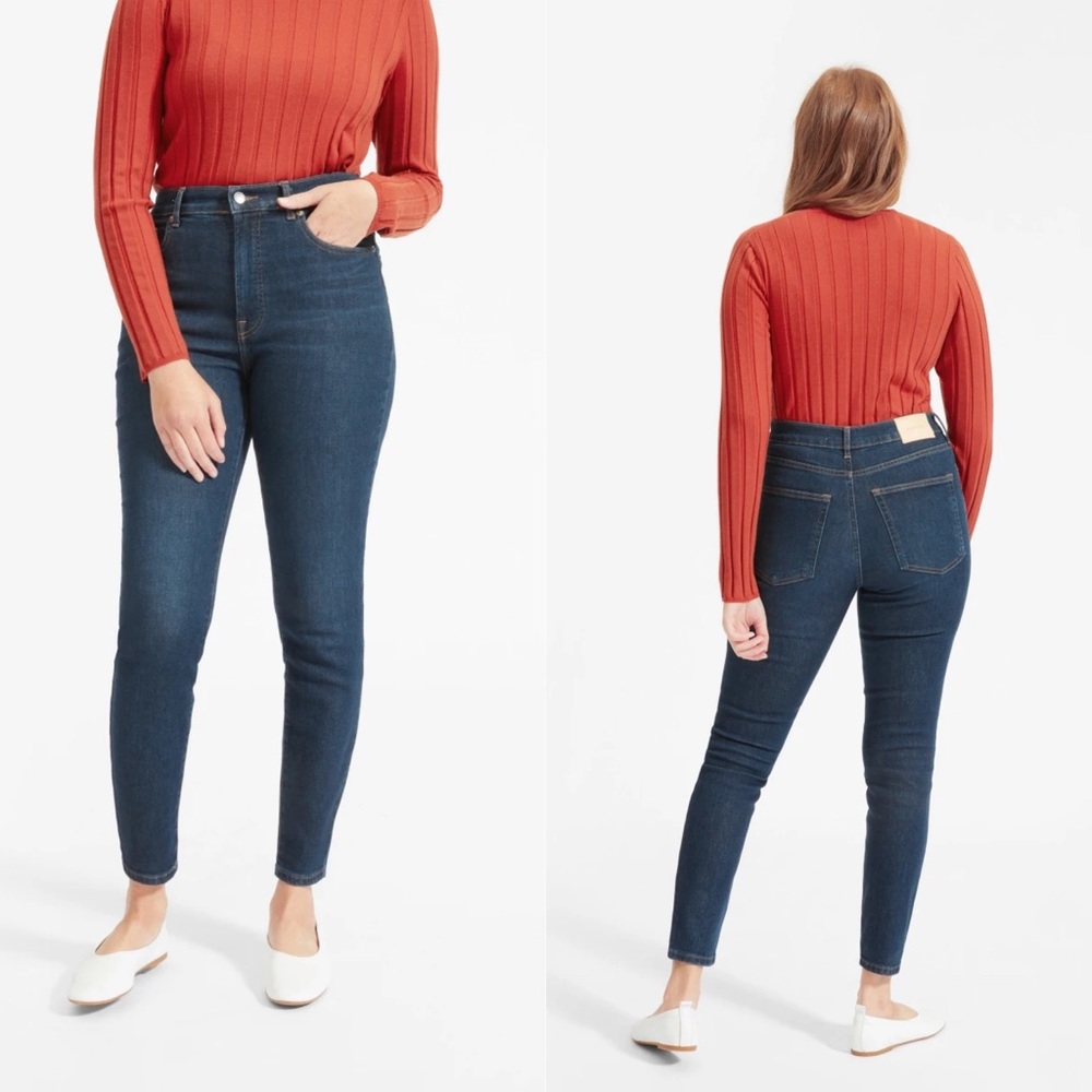 Everlane High-Rise Skinny Jeans in Dark Denim